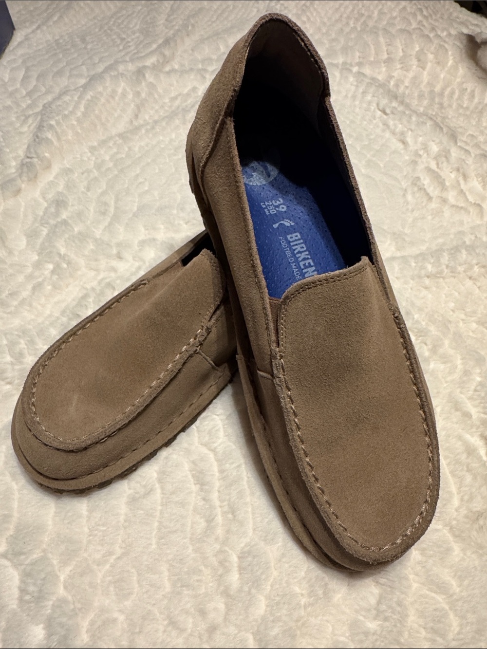 Birkenstock Women’s Taupe Suede Slip-On Loafers
